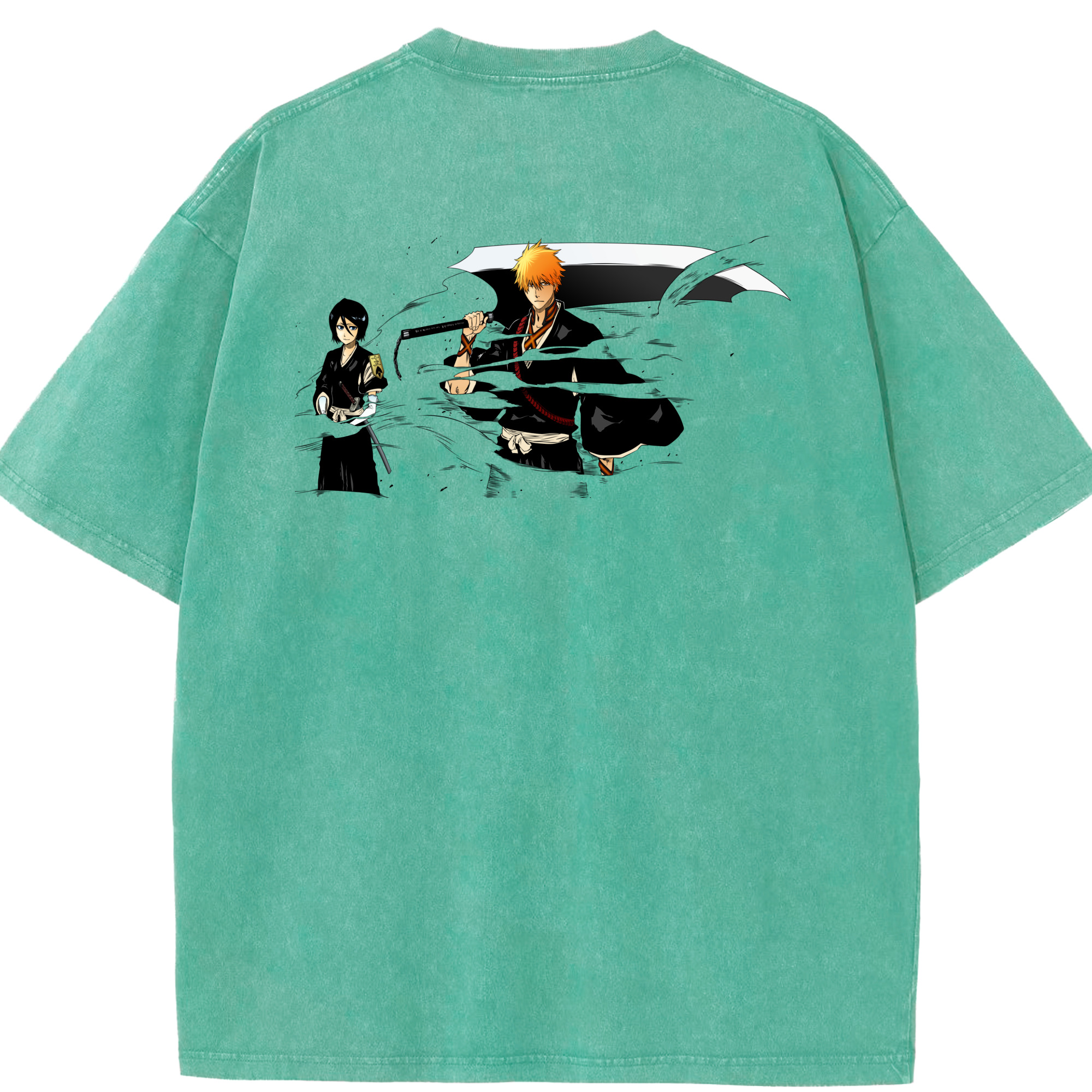 （画像用） ブリーチ 黒崎一護（くろさき いちご）BLEACH Kurosaki Ichigo 綿100% ヴィンテージ風 半袖Tシャツ（背面プリント）